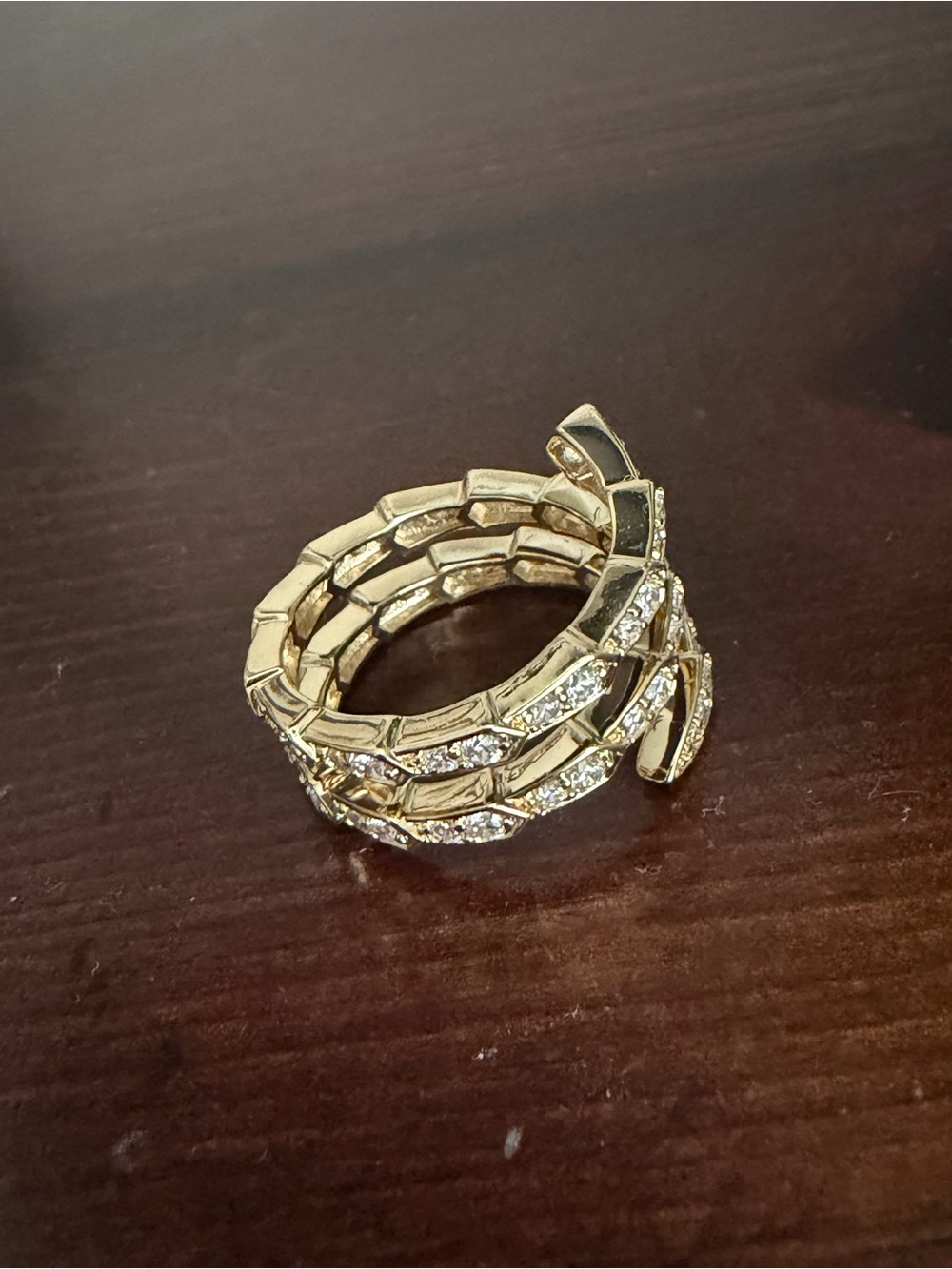 Gold-Tone Crystal Wrapped Coil Ring - Women Jewelry